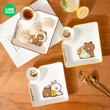 LINE FRIENDS 韓式可愛陶瓷自備沾料碟餃子盤