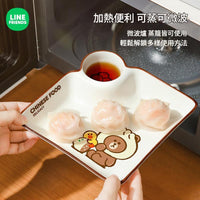 LINE FRIENDS 韓式可愛陶瓷自備沾料碟餃子盤